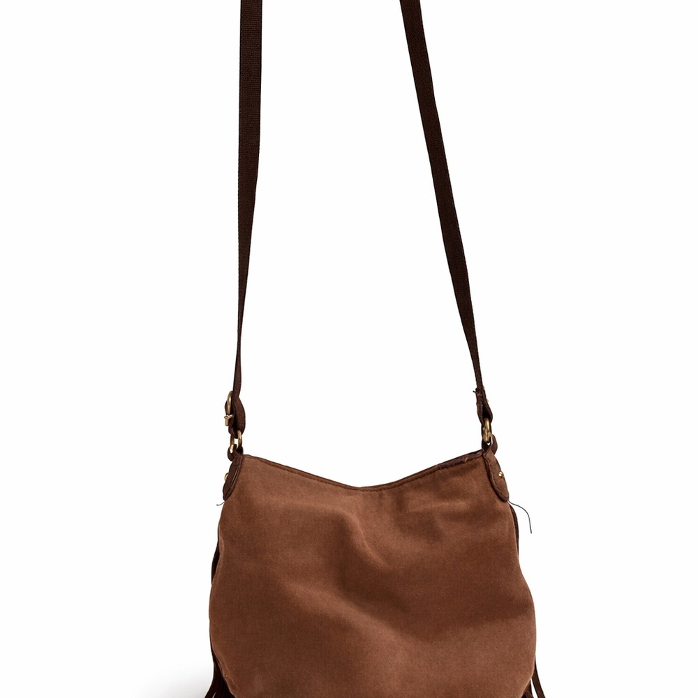 American Eagle Brown Suede Fringe Crossbody Bag Boho Festival Western - Picture 8 of 13
